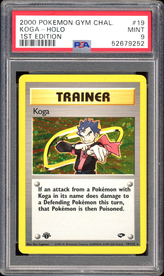Koga - 1ST EDITION - Holo - PSA 9 - Gym Challenge - 19/132 - PokeRand