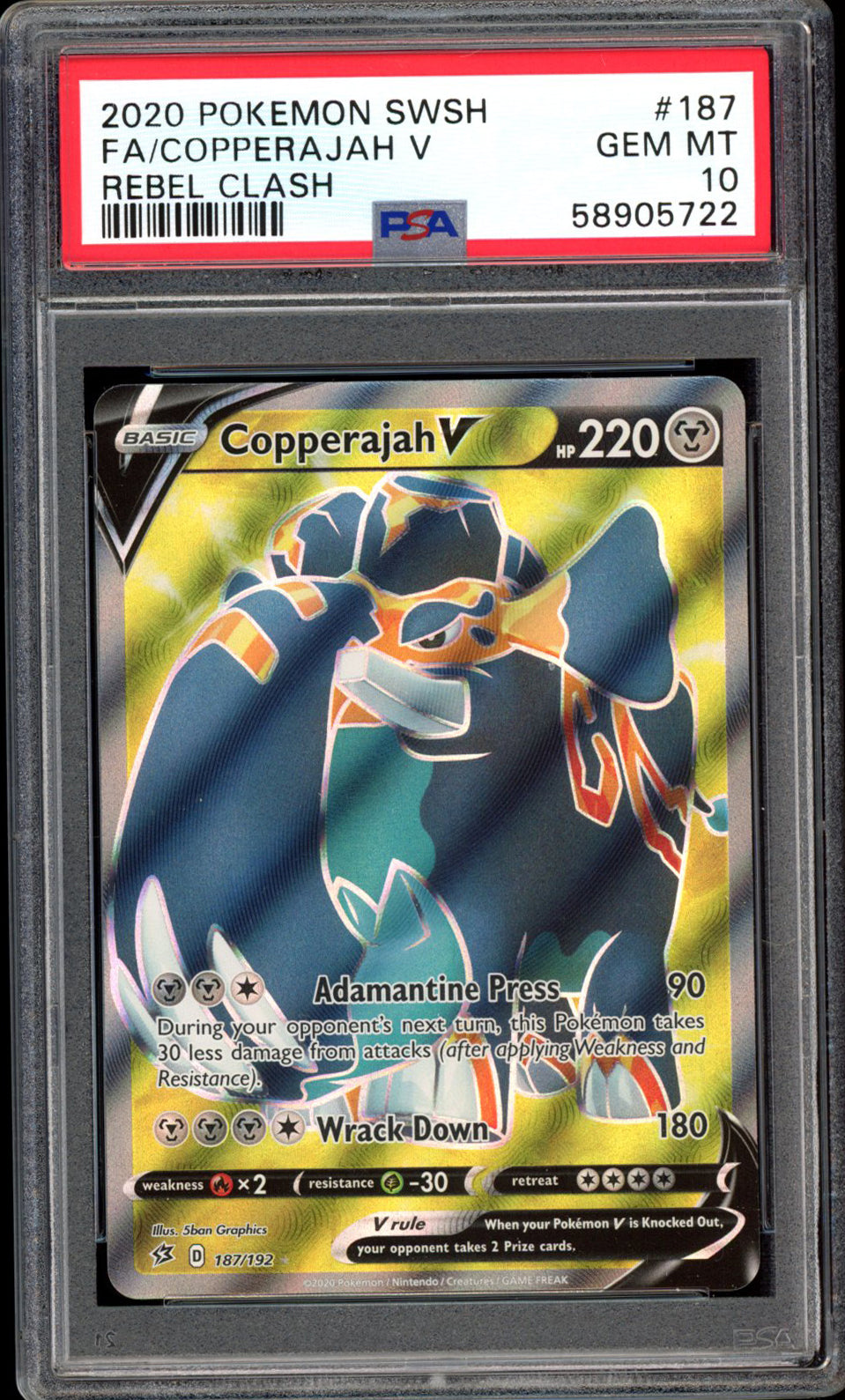 Copperajah V - Full Art - 187/192 - PSA 10 - Rebel Clash - PokeRand