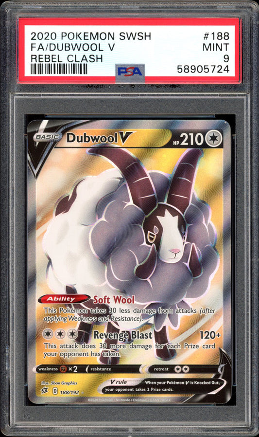 Dubwool V - Full Art - 188/192 - PSA 9 - Rebel Clash - PokeRand