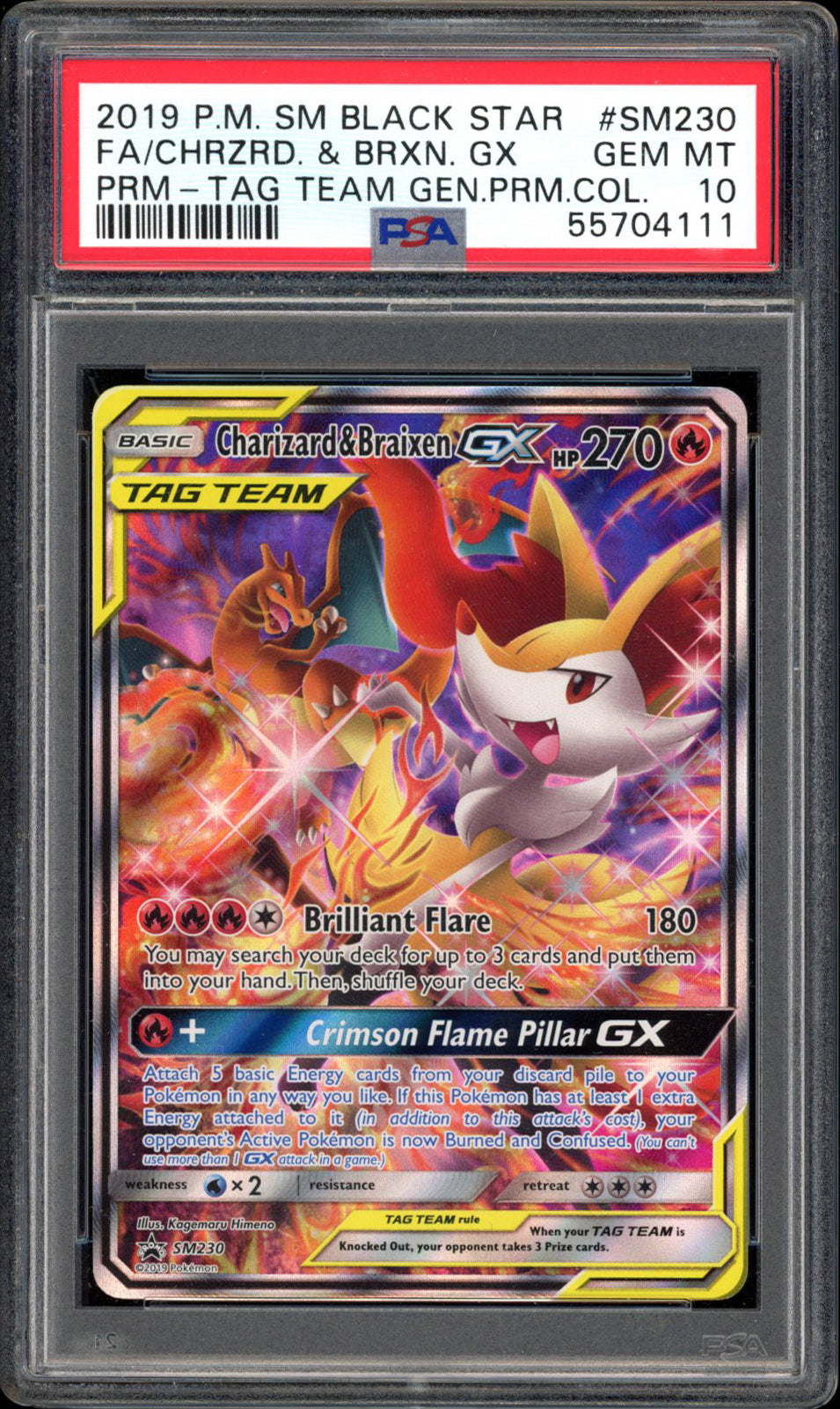 Charizard & Braixen GX - Full Art - SM230 - PSA 10 - Promo - PokeRand