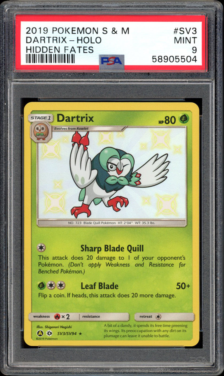 Dartrix - PSA 9 - SV3/SV94 - Hidden Fates - PokeRand