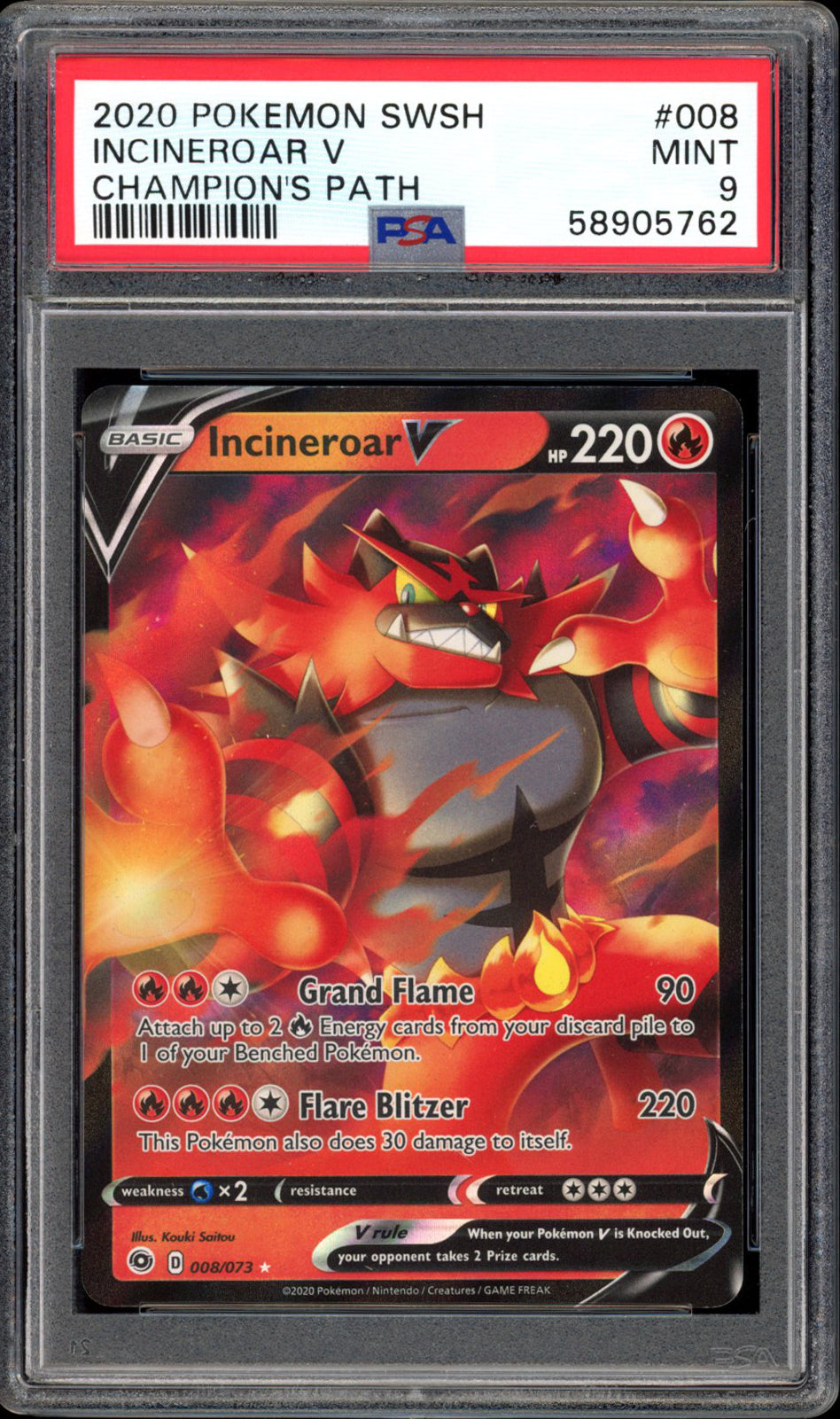 Incineroar V - Holo - 008/073 - PSA 9 - Champion's Path - PokeRand