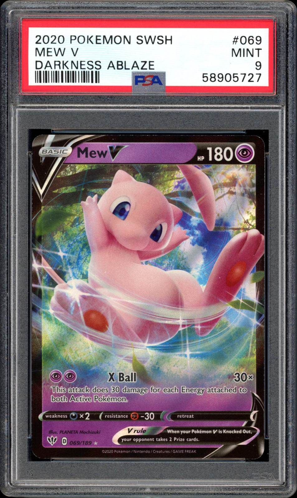 Mew V - 069/189 - PSA 9 - Darkness Ablaze - PokeRand