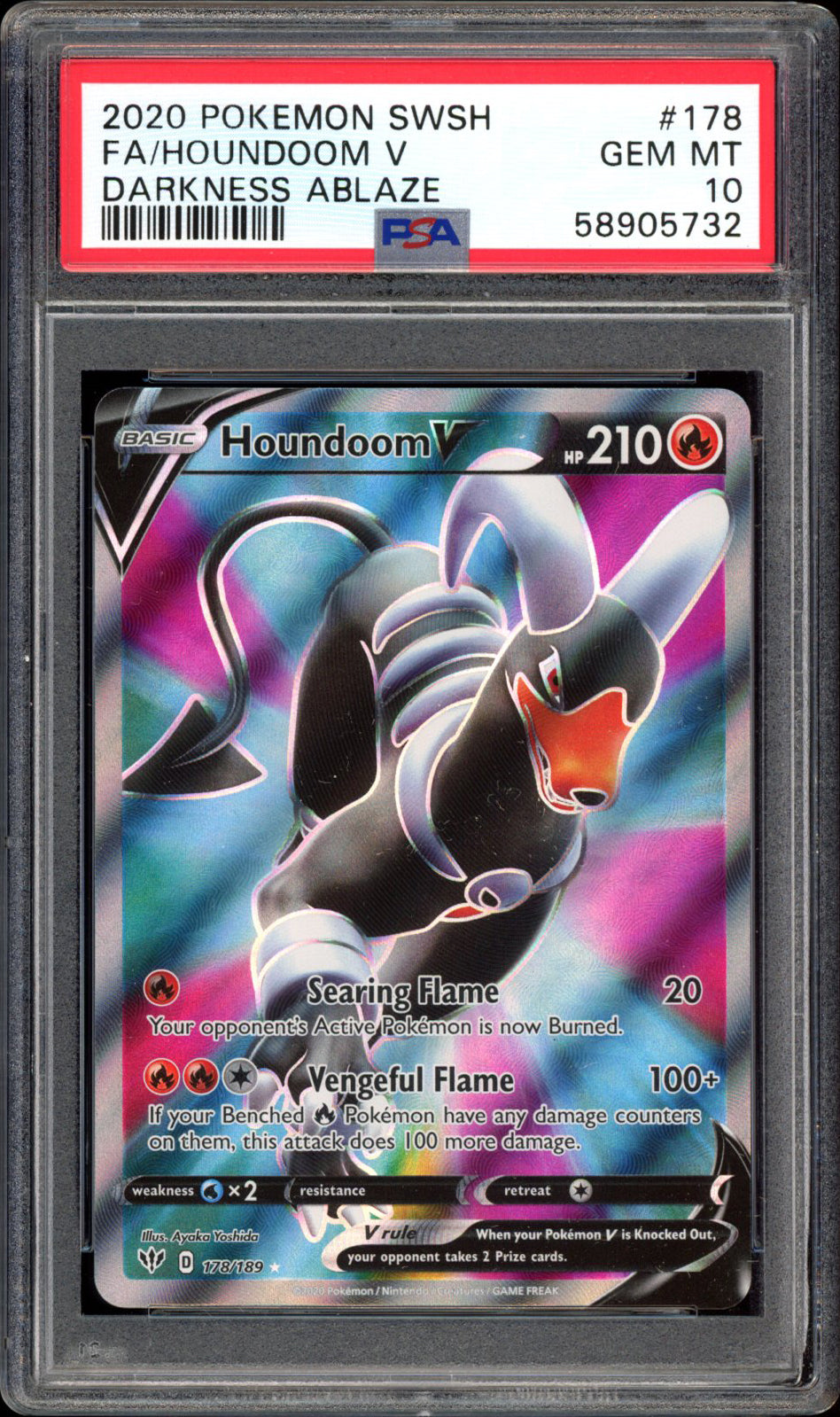 Houndoom V - Full Art - 178/189 - PSA 10 - Darkness Ablaze - PokeRand