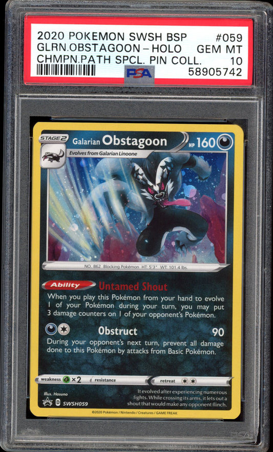 Galarian Obstagoon - Holo - SWSH059 - PSA 10 - Promo - PokeRand