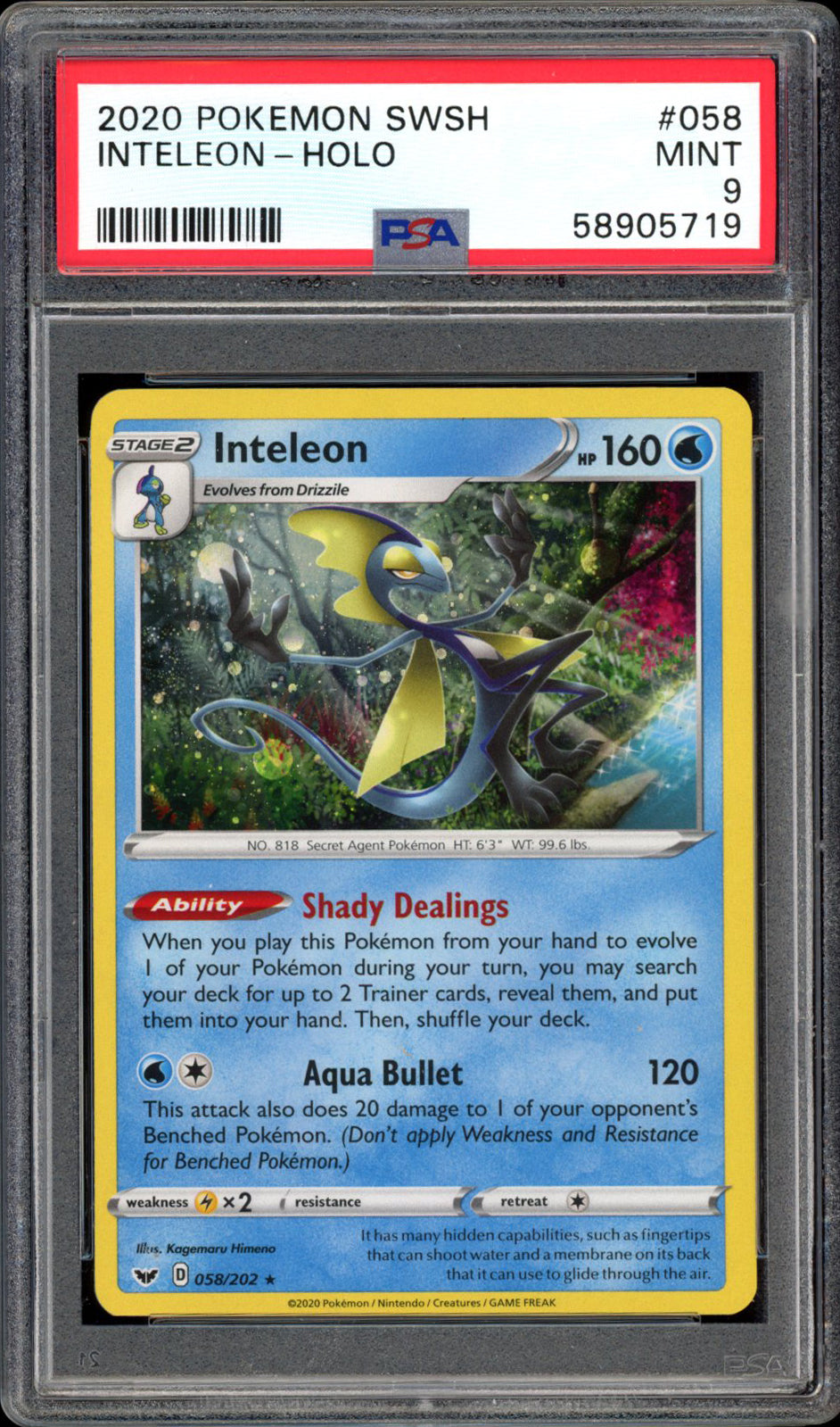 Inteleon - Holo - 058/202 - PSA 9 - Sword & Shield - PokeRand